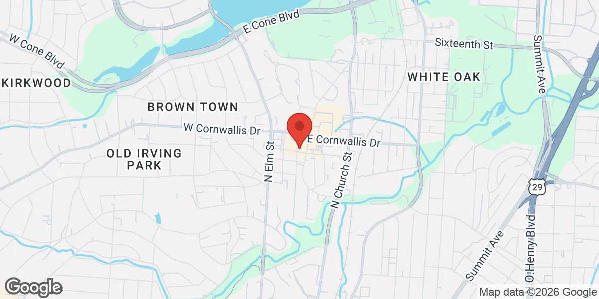 Map showing Renew Vitality Testosterone Clinic Of Greensboro location