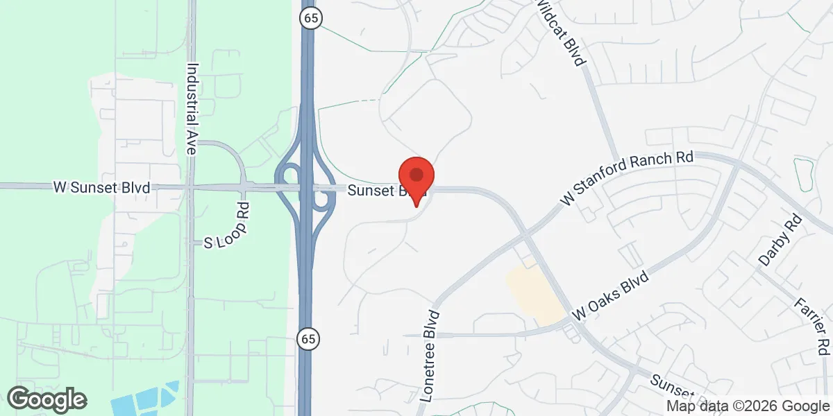 Map showing Gameday Men's Health Rocklin, TRT, Peptide and ED clinic location