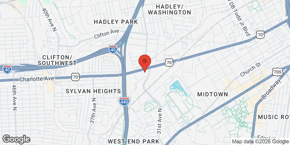Map showing Nashville Men's Health location