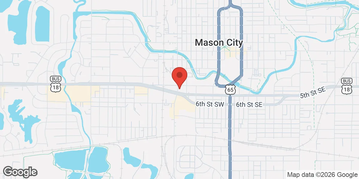 Map showing Mason City Wellness location