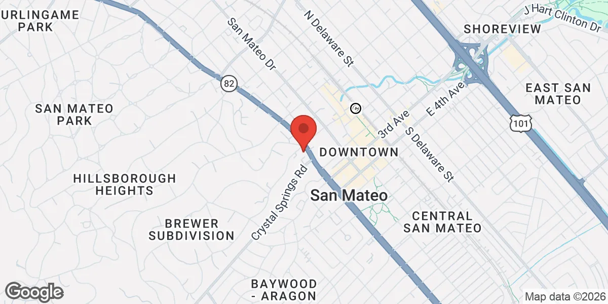 Map showing West Coast Men's Health - San Mateo location