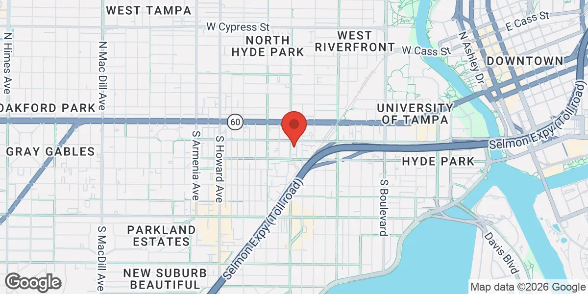 Map showing Gameday Men's Health South Tampa TRT Clinic ED and Weight Loss location