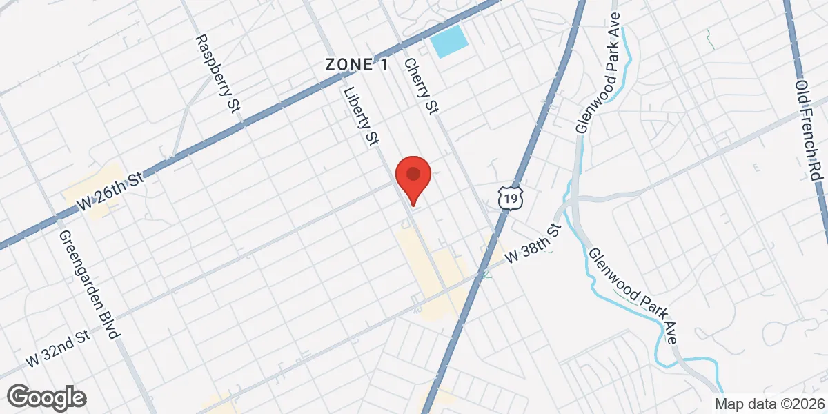 Map showing Gameday Men's Health Erie location