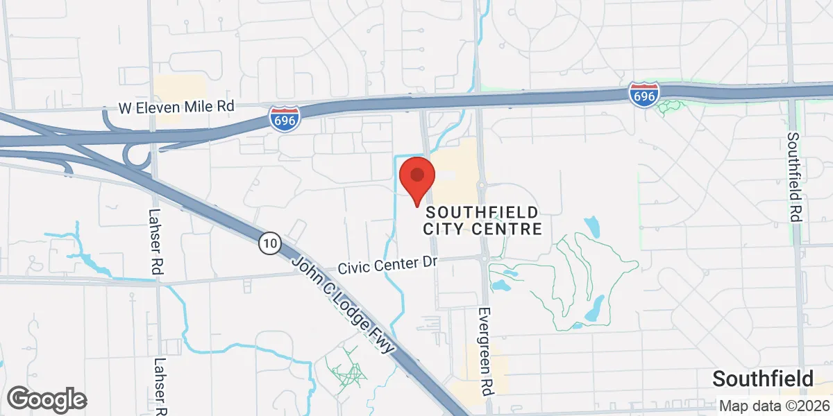 Map showing Gameday Men's Health Southfield location