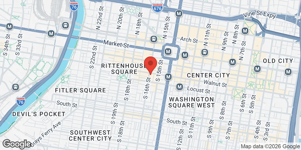 Map showing Gameday Men's Health Center City Philadelphia location