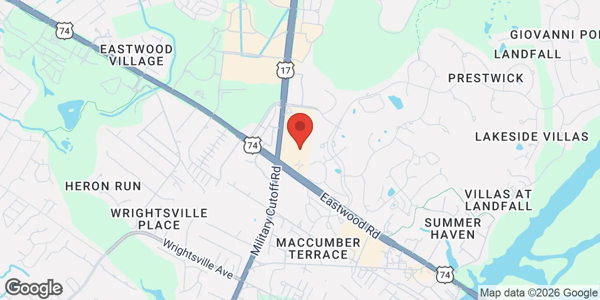 Map showing Gameday Men's Health Wilmington Landfall TRT, Peptide, and ED Clinic location