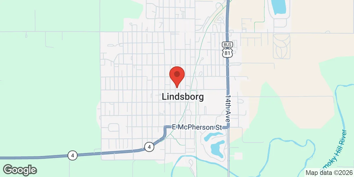 Map showing Triumph Men's Health Lindsborg location