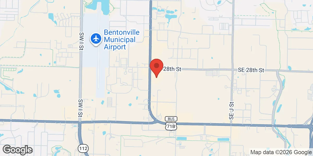 Map showing Gameday Men's Health Bentonville location