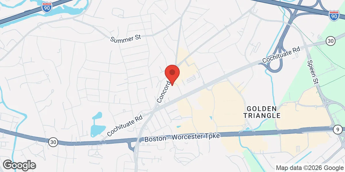 Map showing Gameday Men’s Health Framingham location