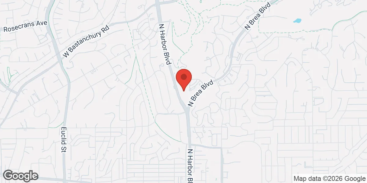 Map showing Gameday Men's Health Fullerton ED and TRT Clinic location