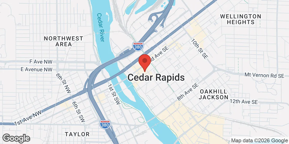 Map showing Renew Vitality Testosterone Clinic of Cedar Rapids location