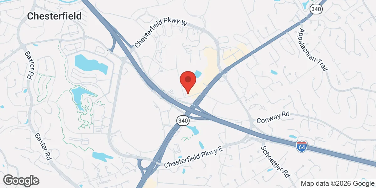 Map showing Gameday Men's Health Chesterfield, MO location