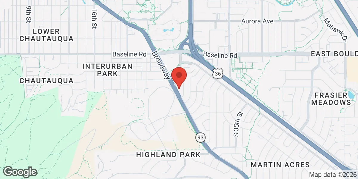 Map showing Gameday Men's Health Boulder TRT, Peptide, and ED Clinic location