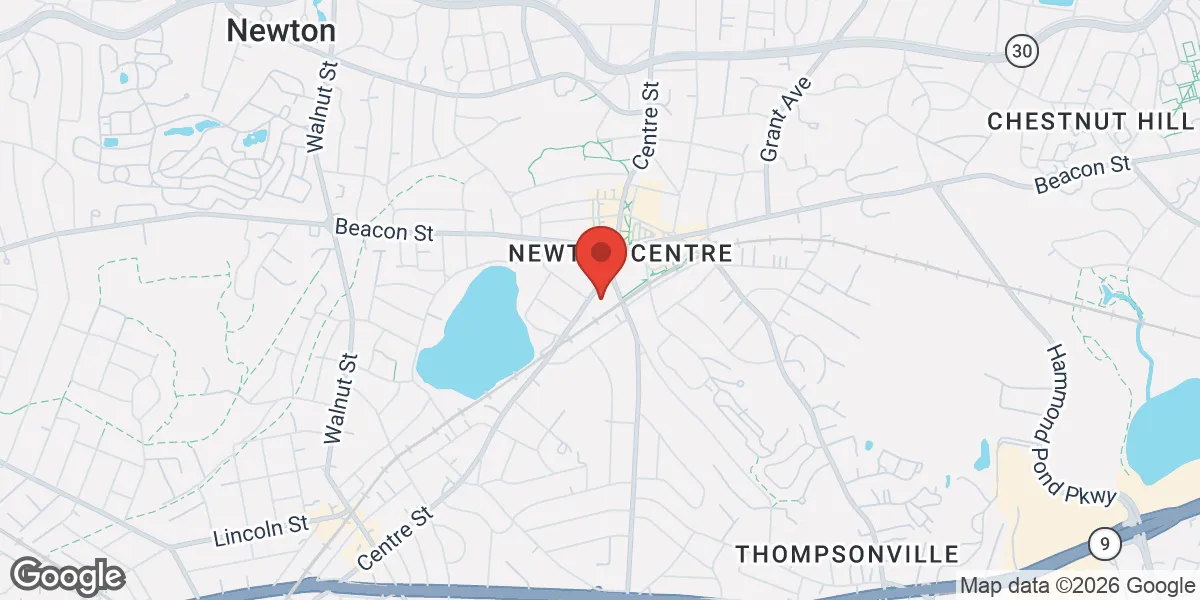 Map showing Gameday Men's Health Newton Centre TRT Clinic location