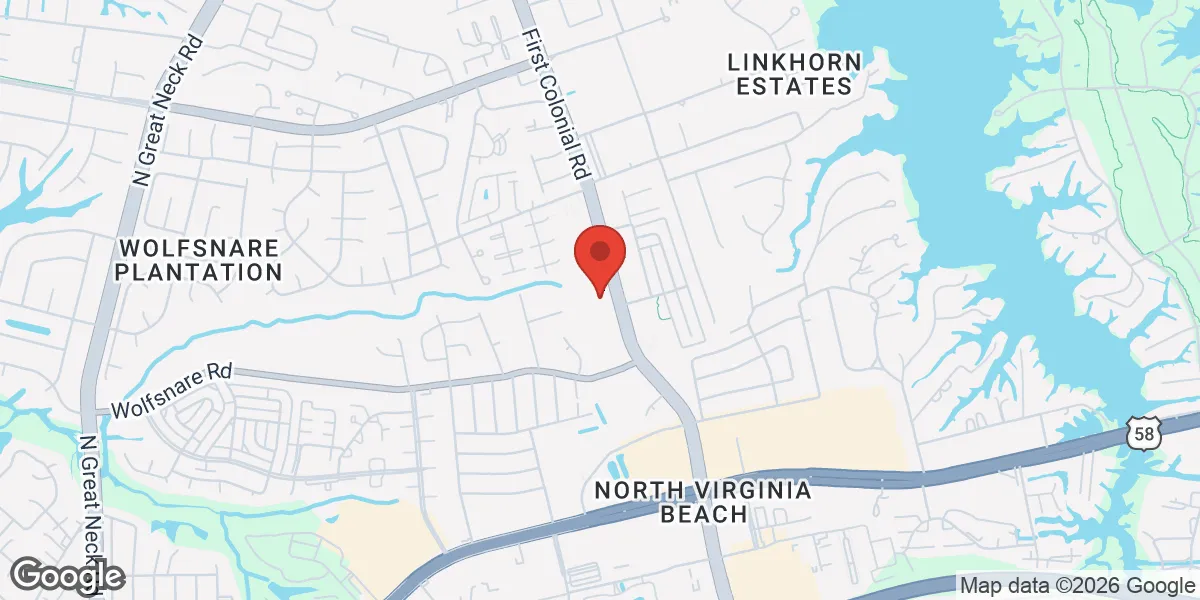 Map showing Gameday Men's Health Hilltop, Virginia Beach location