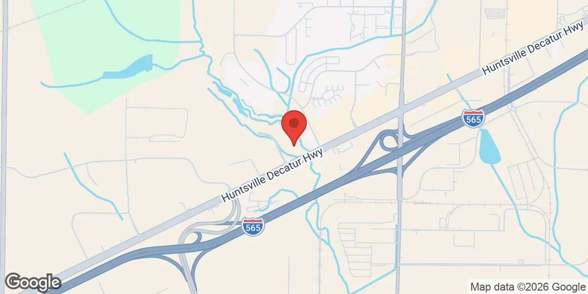 Map showing Gameday Men's Health Huntsville, AL TRT, Weight Loss, and ED Clinic location