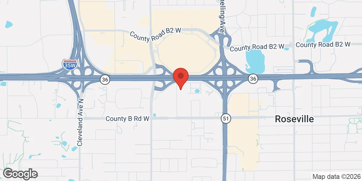 Map showing Gameday Men's Health Roseville, MN location