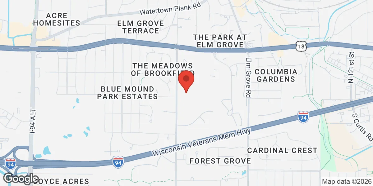 Map showing Gameday Men's Health Brookfield TRT, ED Clinic location